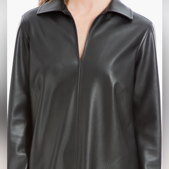 MAX STUDIO Long Sleeve black Faux Leather Shirtdress/size M - Picture 3 of 4